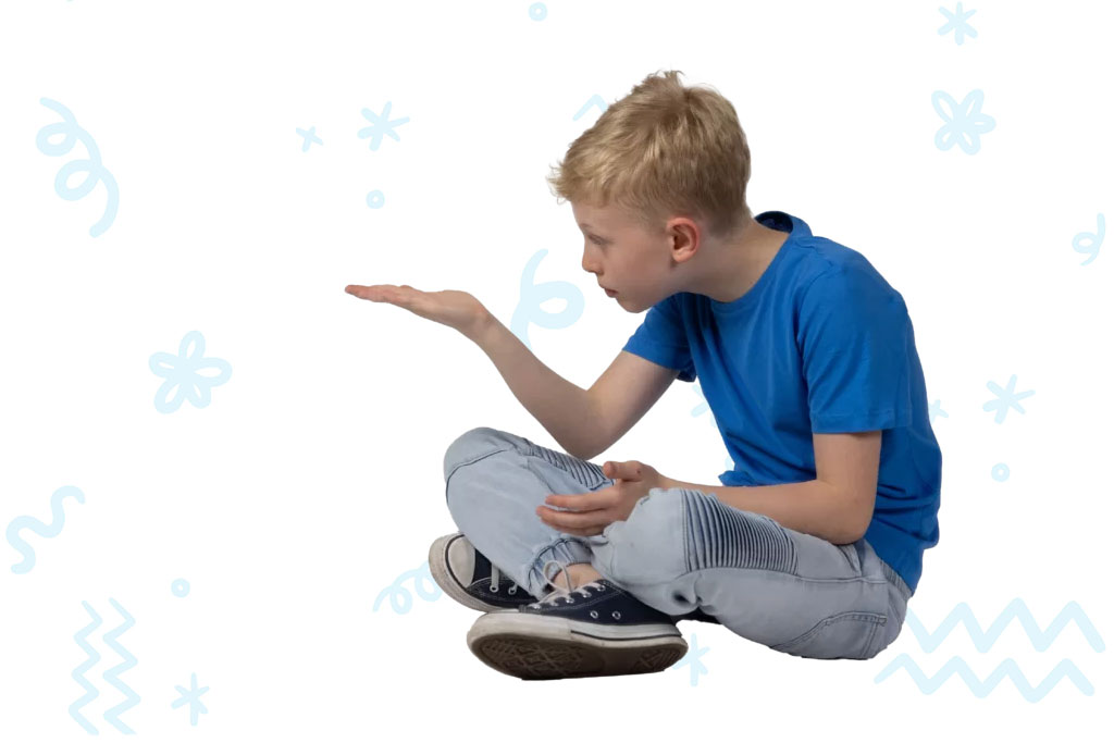 Young boy wearing a blue tshirt