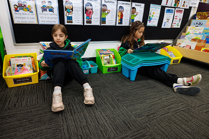 Students reading books